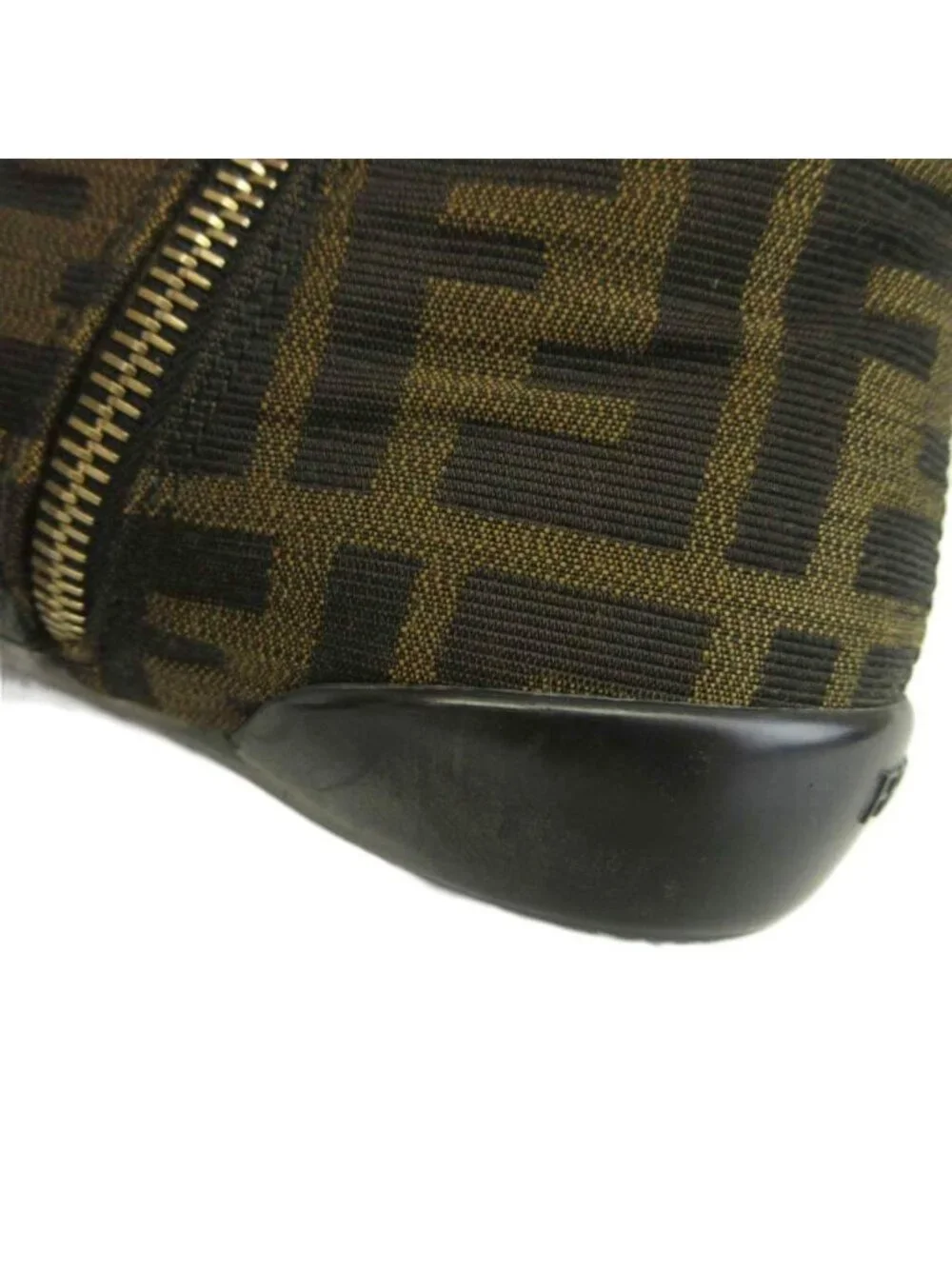 Fendi Long Boots Canvas Patent Cut Replacement Round Toe Flat Zucca Pattern